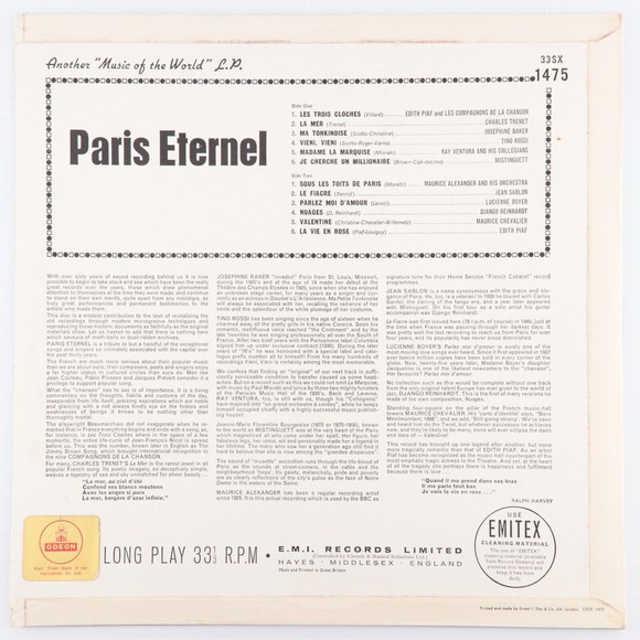 Paris Eternel Original Versions Of The Most Famous French Melodies 12" Vinyl LP - Picture 3 of 9